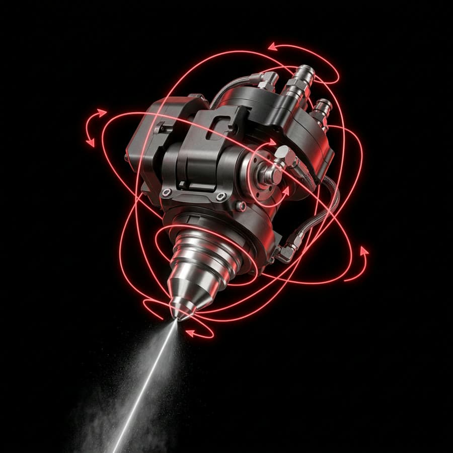 3D rendering of a waterjet cutting head
