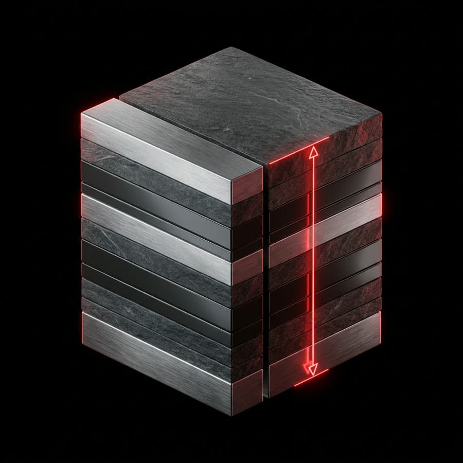 3D rendering of a thick cut sheet with its thickness dimensioned